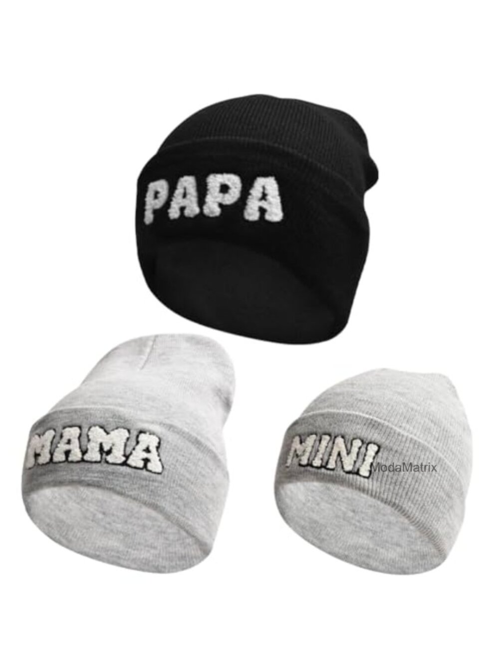 Parent-Child Matching Knit Beanie Hats 3-Pack Acrylic Winter Cuffed Cap